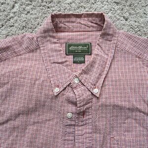 Eddie Bauer Men's Red Plaid Button Down Shirt